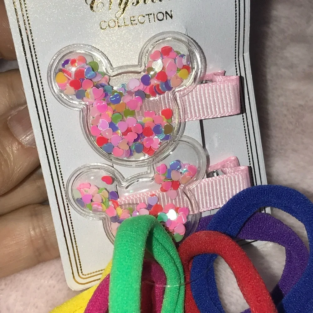 ✨✨5/$10✨✨ Crystal Collection Mouse Hair Clips and Colorful Hair Ties Set New